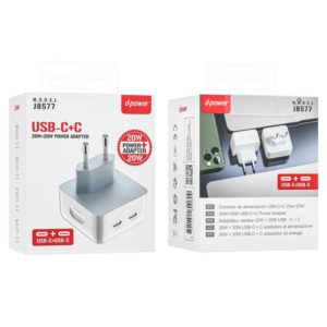 D-Power - J8577 - Prise 2 Port USB-C 25W*2 PD Blanc